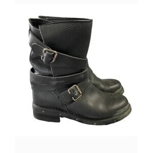 Chinese Laundry Easy Peasy Moto Boots 5 NWT Black Leather Ankle Booties Mid Calf